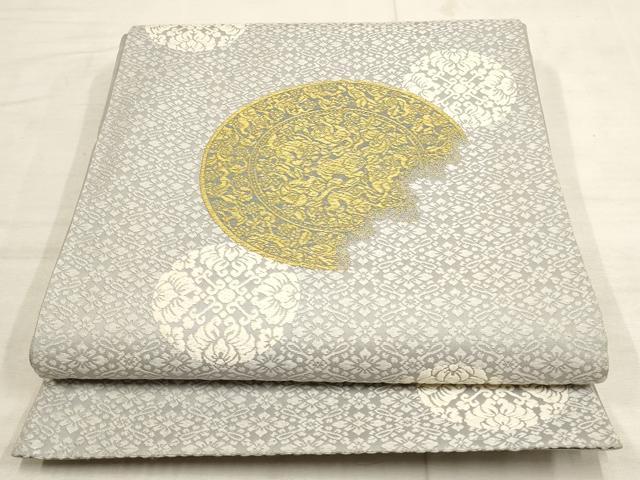 平和屋着物●皇室・伊勢神宮御用　御御帯　山口美術織物　山口弘躬監修　六通柄袋帯　小葵地葡萄鏡文　金糸　正絹　逸品　AAAN8147wj