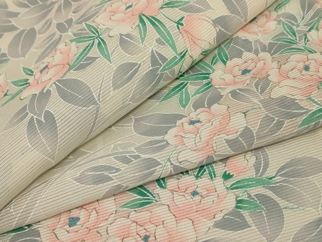 Summer Wear - 平和屋着物＊夏物　小紋　絽　草花文　正絹　逸品　AABA6592jd