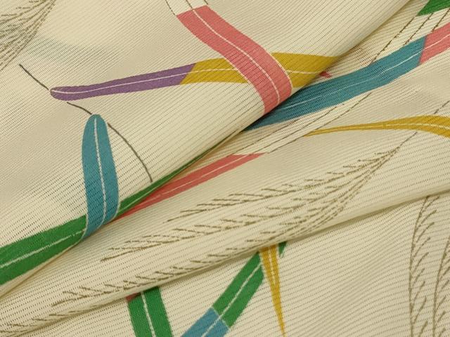 Summer Wear - 平和屋着物＊夏物　小紋　絽　枝葉文　正絹　逸品　AABA6601jd