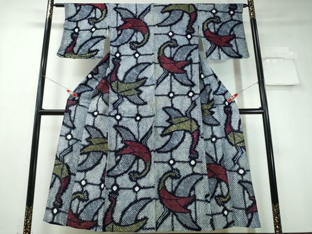 平和屋着物∴夏物　浴衣　有松鳴海絞り　孔雀文　綿　逸品　CAAY4419ng