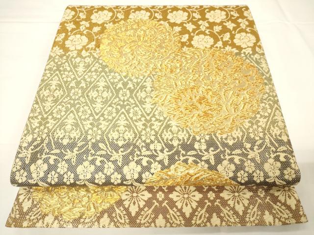 Rakuten - 平和屋着物▼六通柄袋帯　正倉院花丸文　金糸　正絹　逸品　CAAW1870ak
