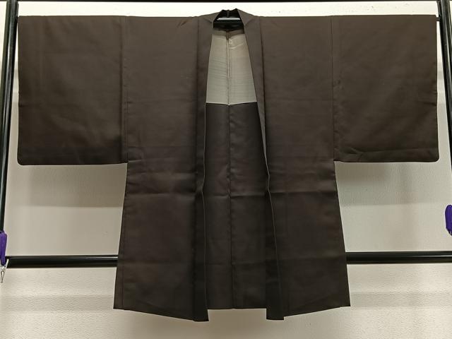 平和屋着物■男性長羽織赤墨色正絹逸...