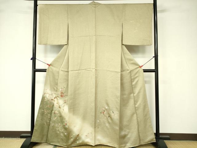 Rakuten - 平和屋着物■訪問着　刺繍　草花文　暈し染め　金銀彩　正絹　逸品　DABB2734qp