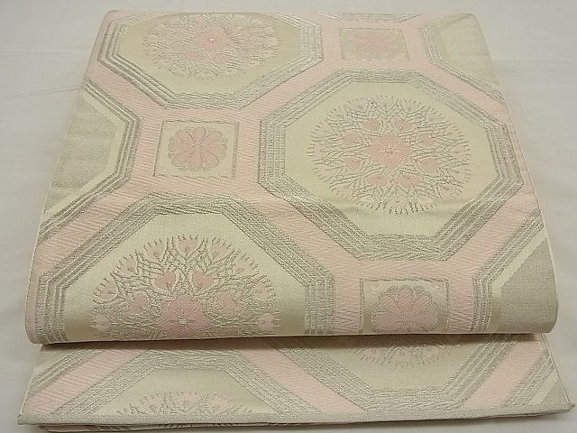 平和屋着物■六通柄袋帯　蜀江孔雀文　銀糸　逸品　n-ea0357