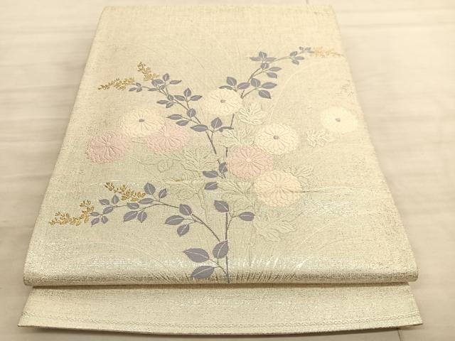 平和屋着物◎太鼓柄袋帯　唐織　菊　金糸　正絹　逸品　BAAV8519hv