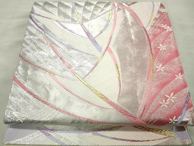 平和屋着物◎六通柄袋帯　唐織　飛鶴花文　金銀糸　正絹　逸品　CAAU0921yk