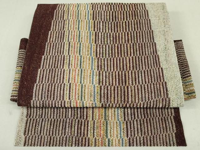 平和屋着物●つけ帯　組織　間道　金糸　正絹　逸品　未使用　DAAT0498ob