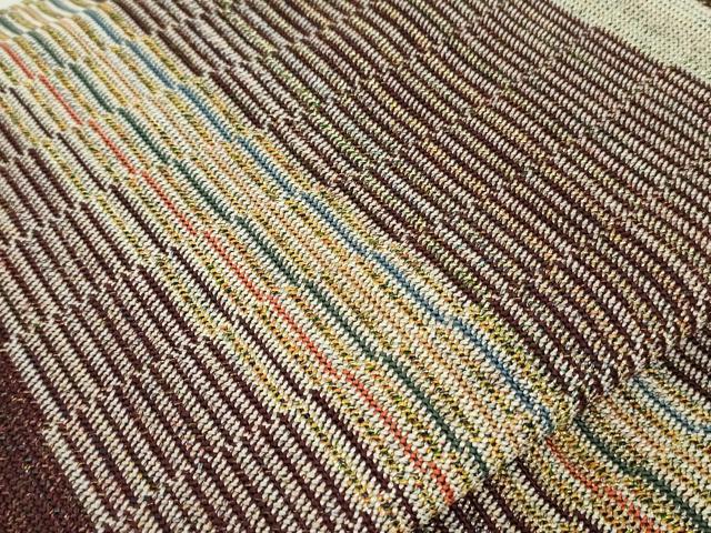 平和屋着物●つけ帯　組織　間道　金糸　正絹　逸品　未使用　DAAT0498ob