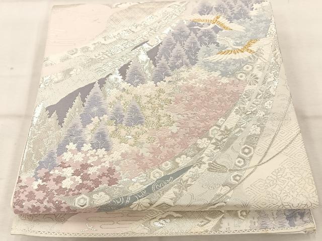 平和屋着物◎六通柄袋帯　唐織　吉祥萬代　金銀糸　正絹　逸品　AABA3709tn