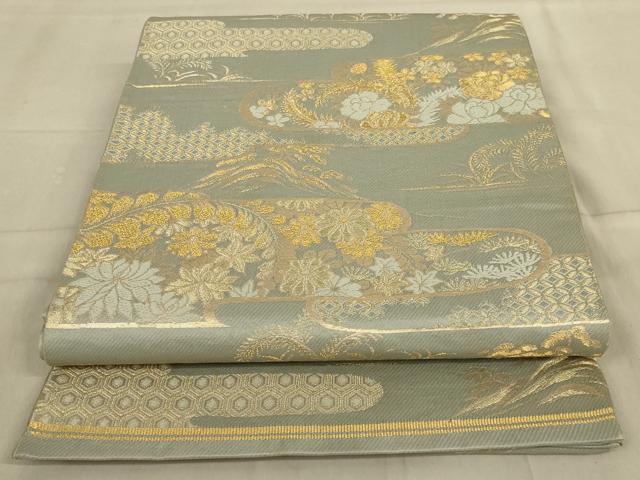 乐天商城 - 平和屋着物◎六通柄袋帯　雲取り花文　金糸　正絹　逸品　AABA4381ou