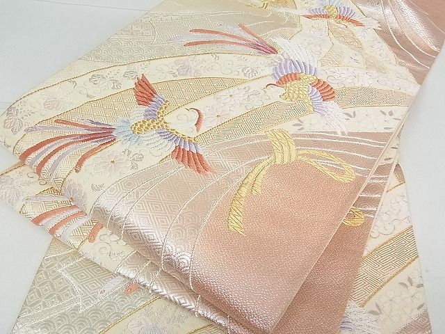 平和屋着物■六通柄袋帯　唐織　束ね熨斗鳳凰花文　金銀糸　逸品　mz1805
