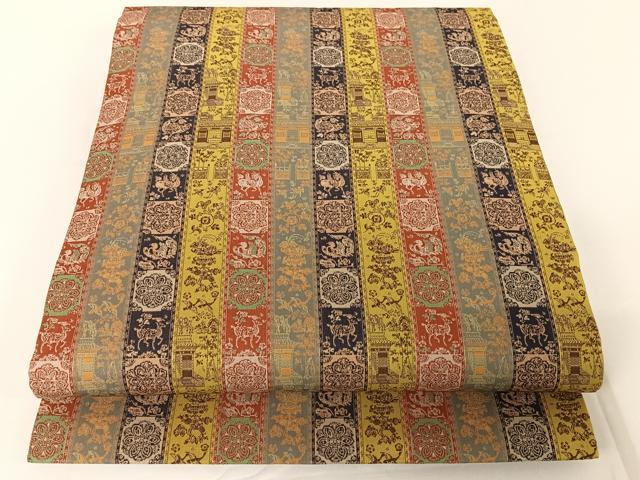 平和屋着物●龍村美術織物　たつむら　九寸開き名古屋帯　紅牙瑞錦　正絹　逸品　AABA4965np