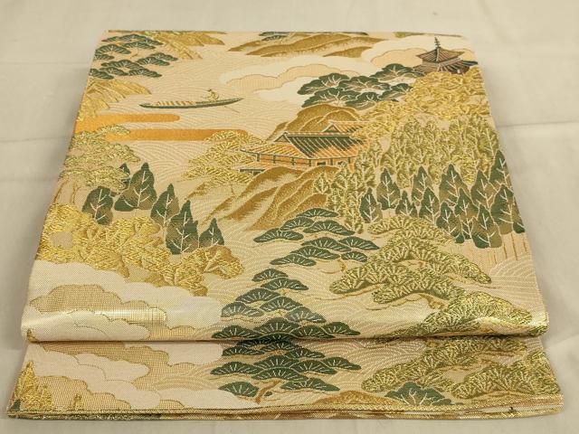 乐天商城 - 平和屋着物◎佐賀錦　六通柄袋帯　九百錦　渓流　金糸　正絹　逸品　AABA6910ou