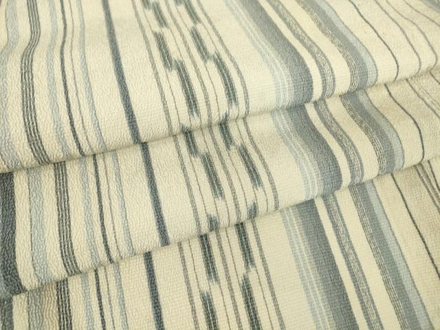 平和屋着物▽本塩沢　単衣　間道　正絹　逸品　DAAV5963az