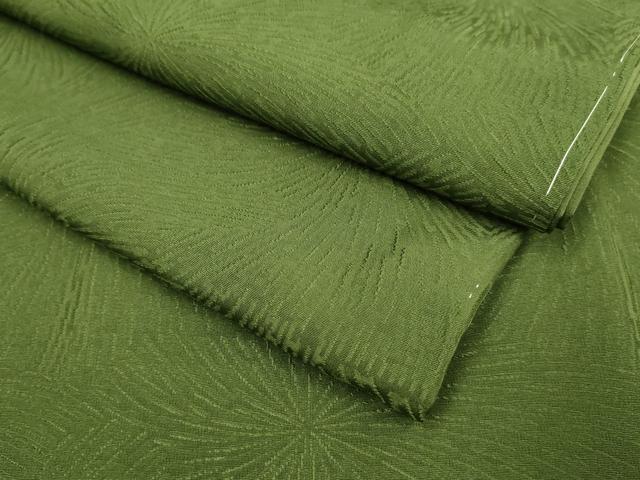 平和屋着物●極上　色無地　乱菊地紋　濃い草葉色　逸品　未使用　DZAB2732kh6