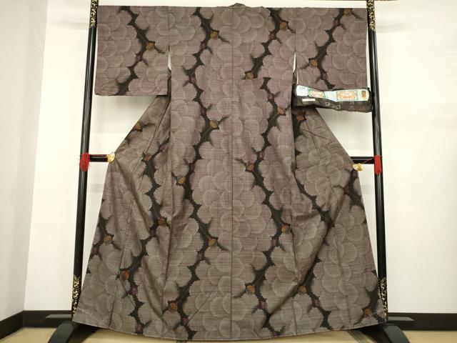 平和屋着物●本場大島紬　純泥染め　カタス7マルキ　雪輪重ね文　酒井織物謹製　証紙付き　正絹　逸品　AABA9514ck