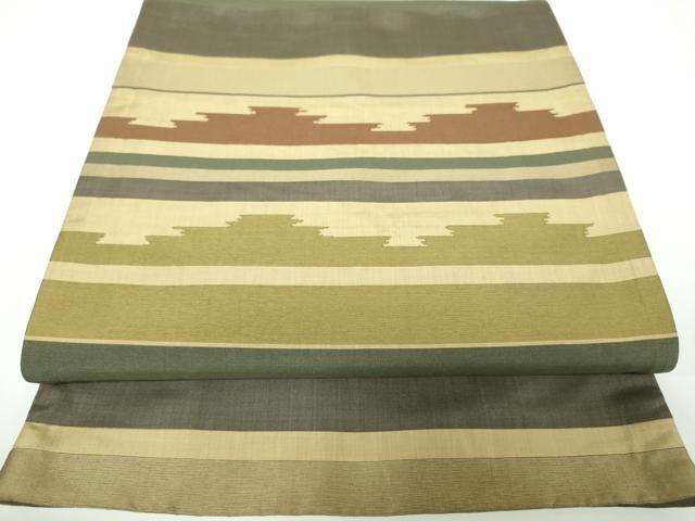 平和屋着物●名門木屋太　今河織物　六通柄袋帯　横段文　正絹　逸品　DAAX4155ps