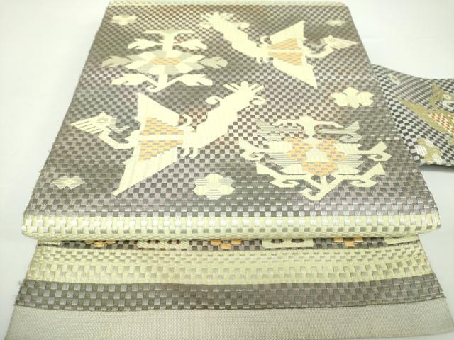 平和屋着物●八寸名古屋帯　唐織　花鳥文　正絹　逸品　DAAX4346ps