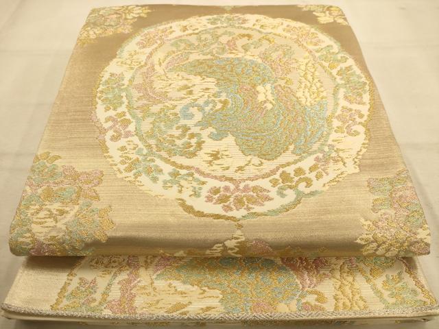 衣帶 - 平和屋着物◎六通柄袋帯 鳳凰花文 金糸 正絹 逸品 AABA4703dt