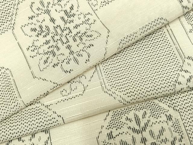平和屋着物▽上質な紬　単衣　亀甲花文　正絹　逸品　AABA7650fy