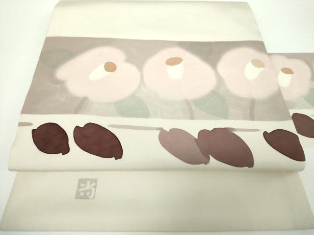 平和屋着物●高久空木の娘　高久尚子　ろうけつ染　塩瀬　九寸名古屋帯　枝花文　正絹　逸品　DAAX4203ps