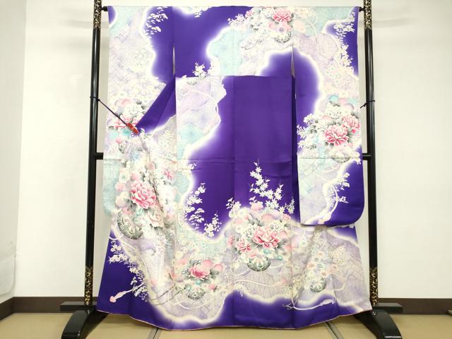 長襦袢 - 平和屋着物■豪華振袖　駒刺繍　草花文　暈し染め　銀彩　正絹　逸品　DABD2994cd