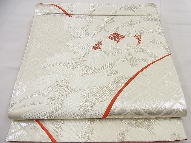平和屋着物■六通柄袋帯　唐織　豊麗牡丹文　九百錦　銀糸　逸品　n-gt2500(4)