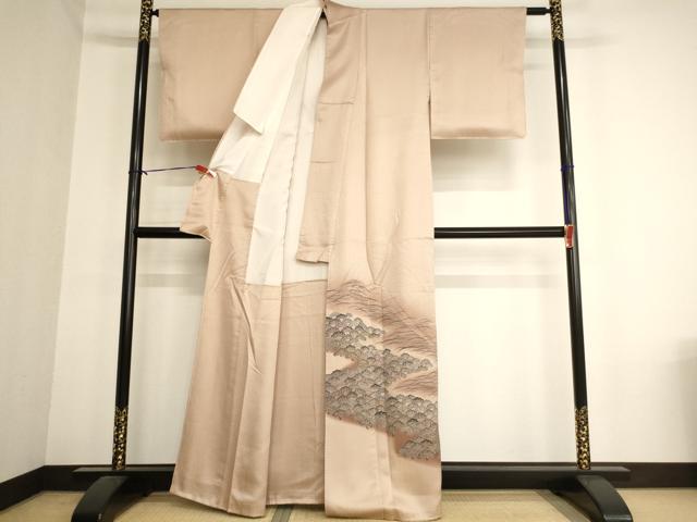 平和屋着物■豪華色留袖　松　芝　暈し染め　銀彩　正絹　逸品　AABA0928ja