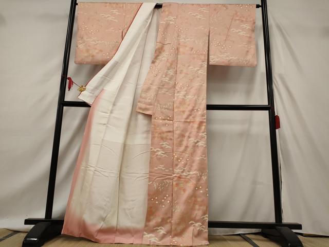 平和屋着物■上質な小紋　草花文　金彩　正絹　逸品　AABA3443st