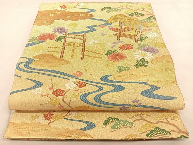 Rakuten - 平和屋着物◎太鼓柄袋帯 風景文 金糸 正絹 逸品 BAAW8103qw