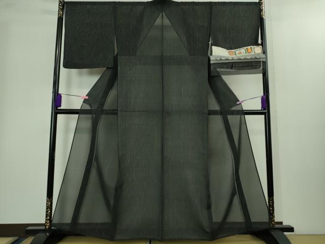 Kimono - 平和屋本店＊極上　夏物　本塩沢　夏塩沢　ほし乃駒　縞　織元星野　黒地　証紙付き　逸品　DZAB2276kh6