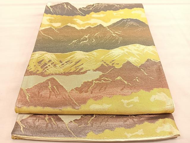 平和屋着物◎西陣　六通柄袋帯　山脈　金銀糸　証紙付き　正絹　逸品　BAAV1536hv