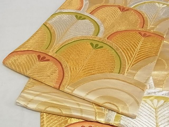 平和屋着物■西陣　六通柄袋帯　松葉青海波　金銀糸　正絹　逸品　A-pf4925