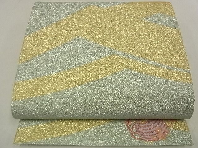 平和屋着物■六通柄袋帯　幾何学文様　金銀糸　逸品　ga1955
