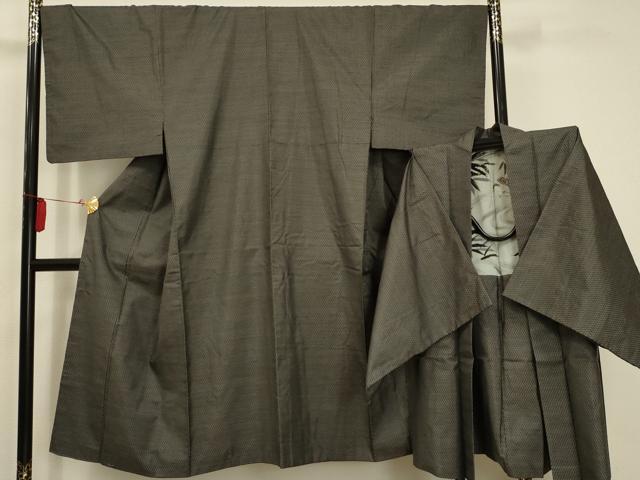 平和屋着物■男性　本場大島紬　アンサンブル　格子　正絹　逸品　AAAZ5362sx