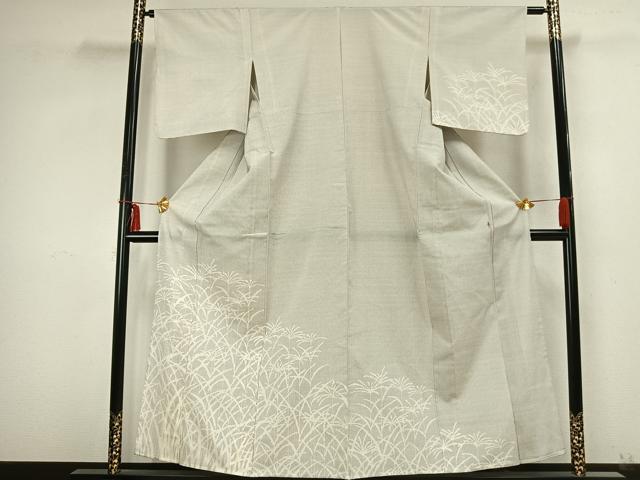 Rakuten - 平和屋着物▽訪問着　単衣　お召地　草葉文　正絹　逸品　AABB2273fy