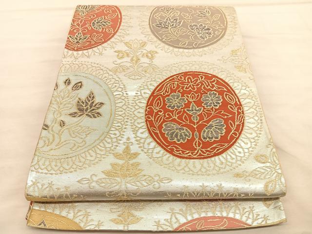 平和屋着物◎六通柄袋帯　花丸文　金銀糸　BAAV1661hv