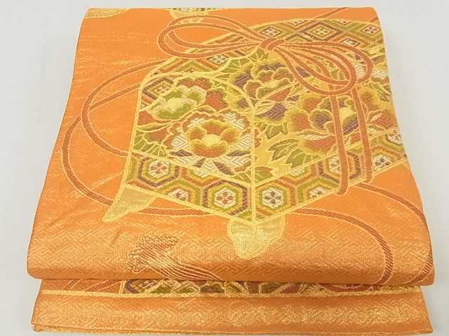 平和屋着物■佐賀錦　六通柄袋帯　花文箱　金糸　逸品　ma2571