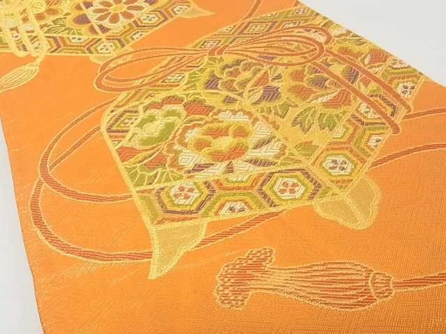 平和屋着物■佐賀錦　六通柄袋帯　花文箱　金糸　逸品　ma2571