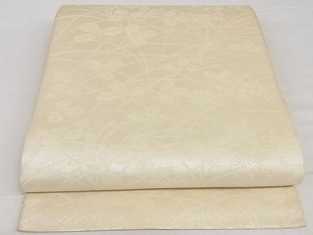 平和屋着物■夏物　六通柄袋帯　萩文　銀糸　正絹　逸品　A-ms908