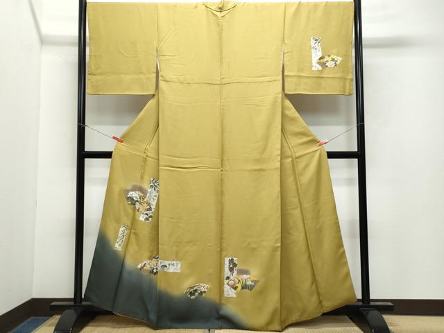 乐天商城 - 平和屋着物●訪問着　地紙葡萄蔦の葉草花文　金銀彩　正絹　逸品　CAAY2999vf
