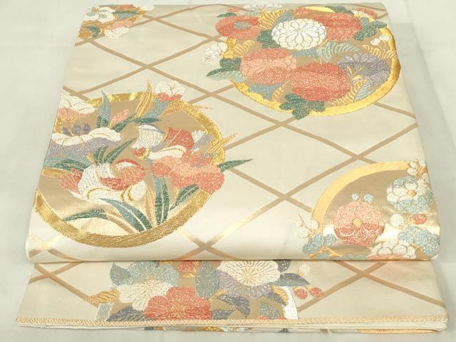 平和屋着物◎六通柄袋帯 唐織 桃山狂言の丸文 金銀糸 正絹 逸品 DABA5894qp