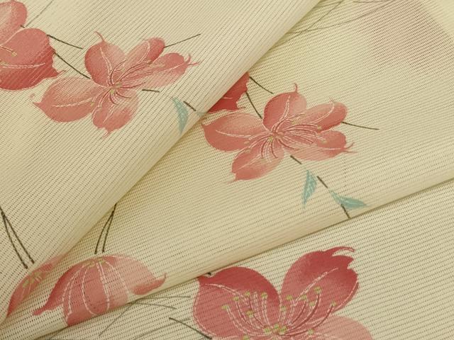Kimono - 平和屋着物＊夏物　小紋　絽　枝花文　洗える着物　未使用　AABA9398jd