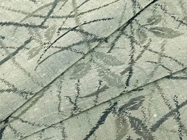 Kimono - 平和屋着物▽上質な紬　単衣　草葉文　正絹　逸品　AABB2057fy
