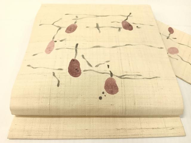 Rakuten - 平和屋着物●九寸名古屋帯　手描き　生紬　成り物　正絹　逸品　CABG1978vp