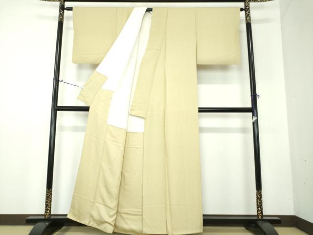 平和屋着物●上質な色無地　霞地紋　抹茶色　正絹　逸品　DAAX4380ps