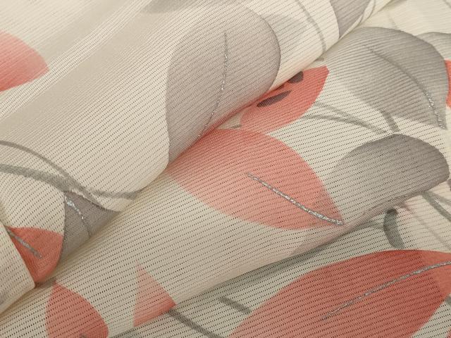 Summer Wear - 平和屋着物＊夏物　小紋　絽　枝葉文　銀彩　正絹　逸品　AABB0551st