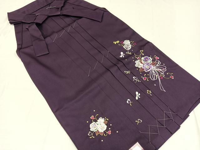 Pleated Skirt - 平和屋着物●行灯袴　刺繍　舞花文　金糸　洗える着物　未使用　AABB2982ph