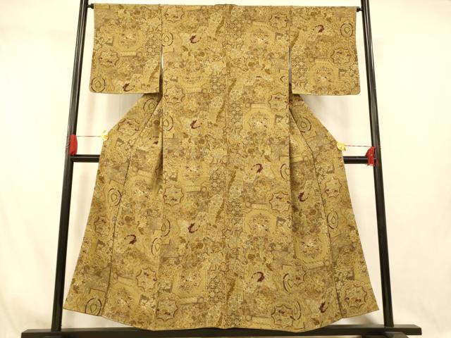 Rakuten - 平和屋着物■上質な小紋 正倉院人物鳥獣文 正絹 逸品 AABI5930fw