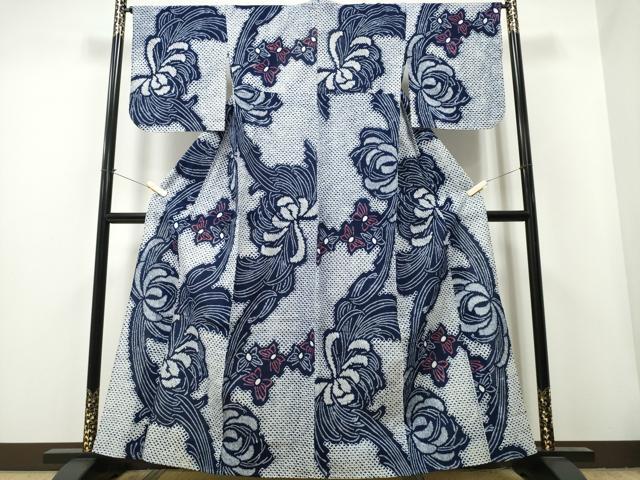平和屋着物∴夏物 浴衣 有松鳴海絞り 乱菊 流水舞蝶文 綿 逸品 CAAY4526ng